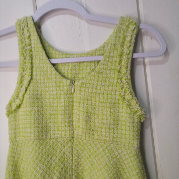 Zara Dress Girls 8 Sleeveless Tweed Raw Rem Green - Picture 14 of 16